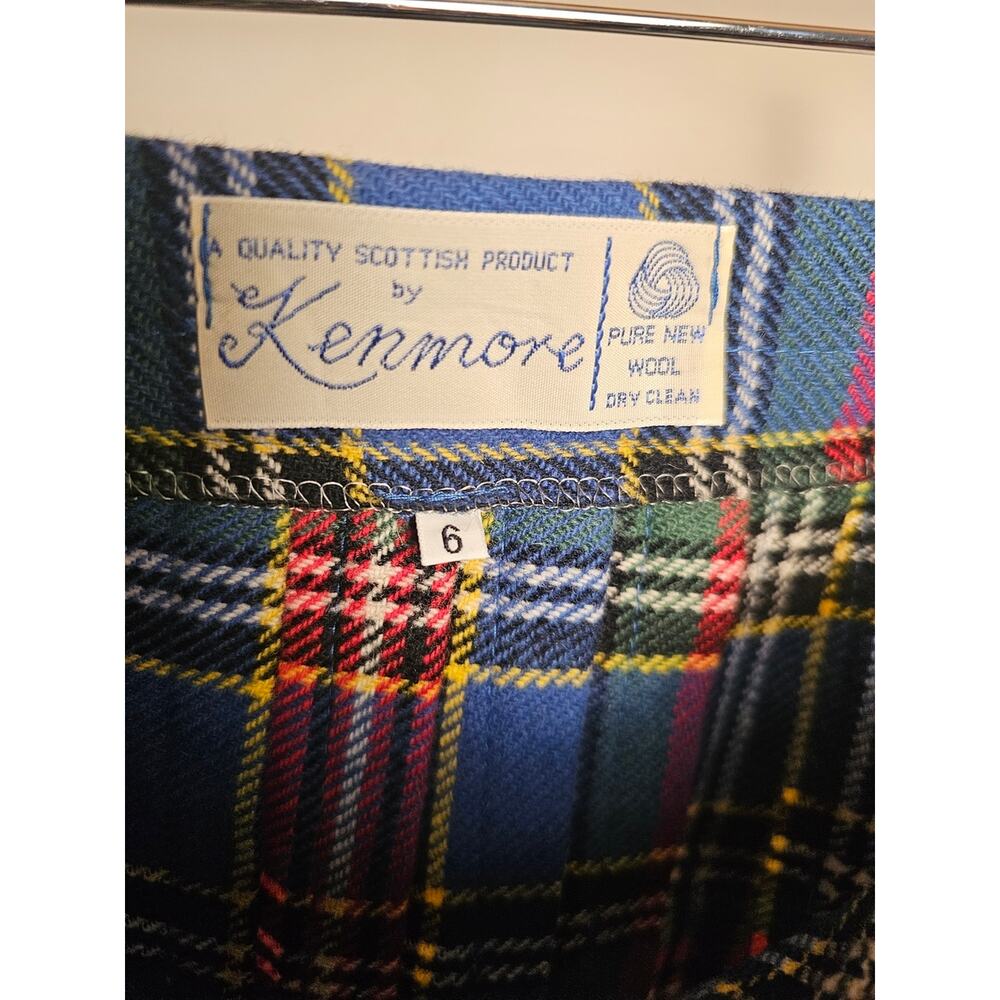 Kenmore Scottish Wool Plaid Kilt - Blue, Green, Red, Yellow